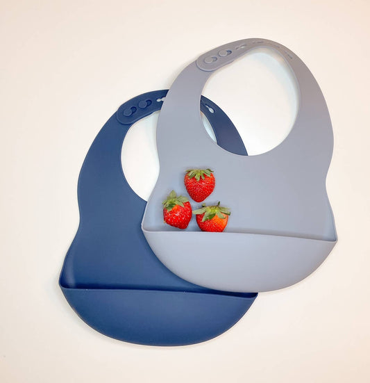 Baby Bibs | Gray and Blue (2-pack)