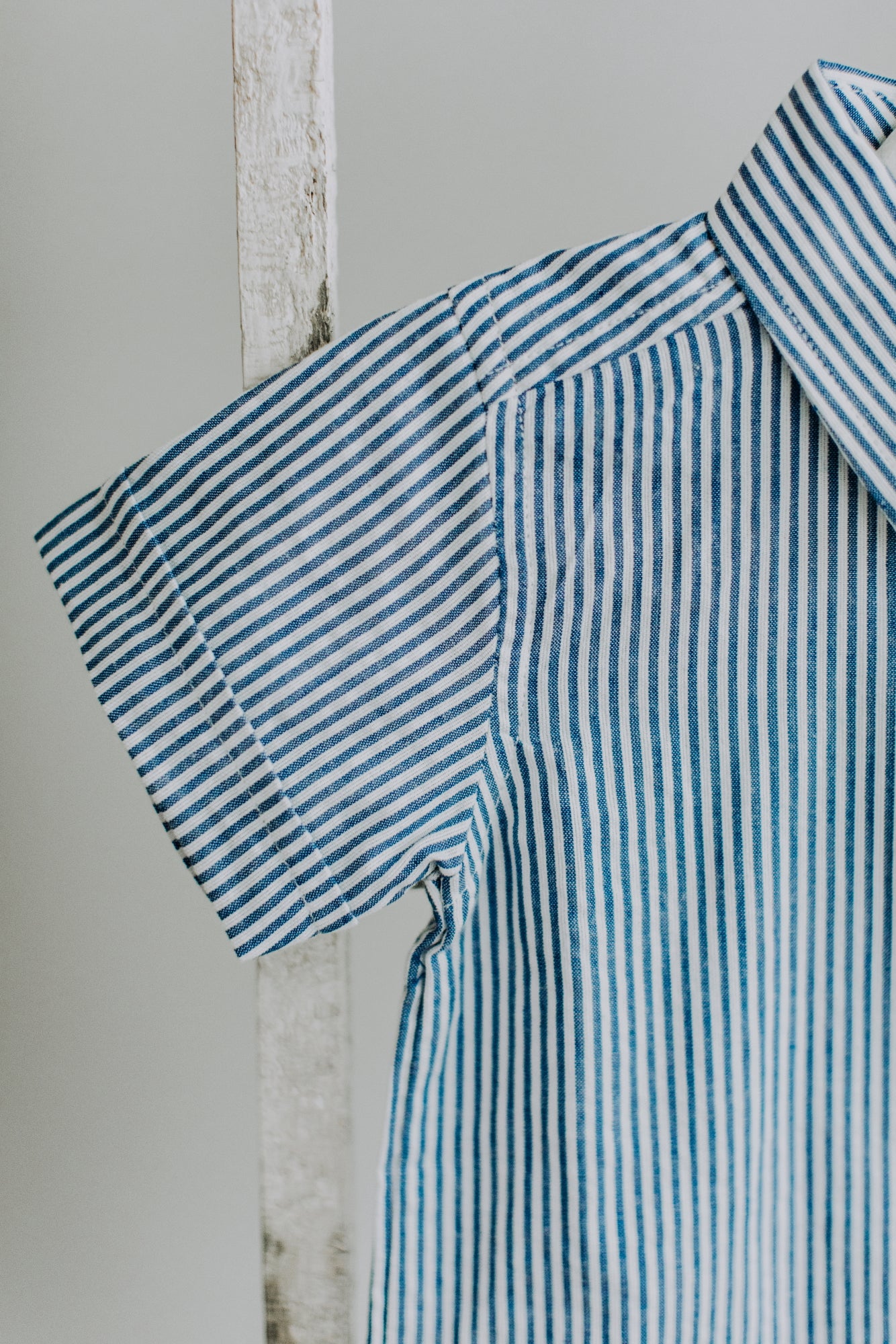 Blue Seersucker Short Sleeve Button Down Shirt