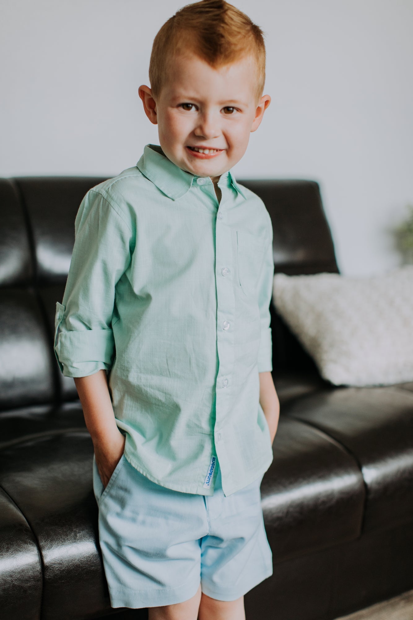 Neo Mint Slub Button Down Shirt