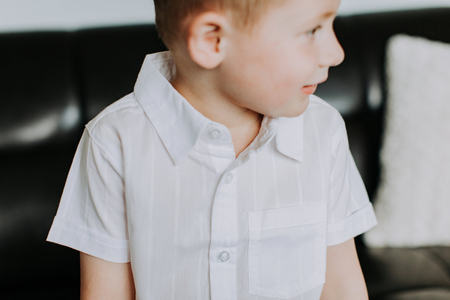 White Dobby Short-Sleeve Shirt