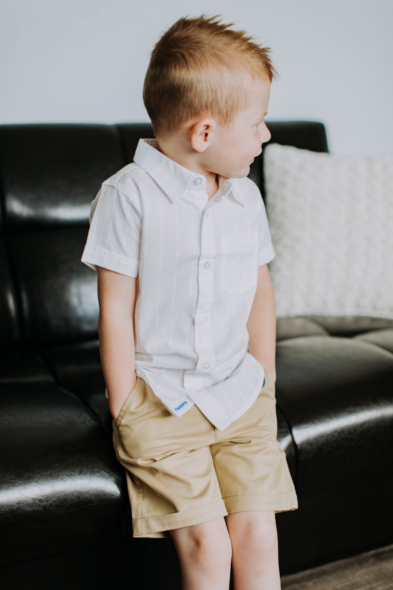 White Dobby Short-Sleeve Shirt