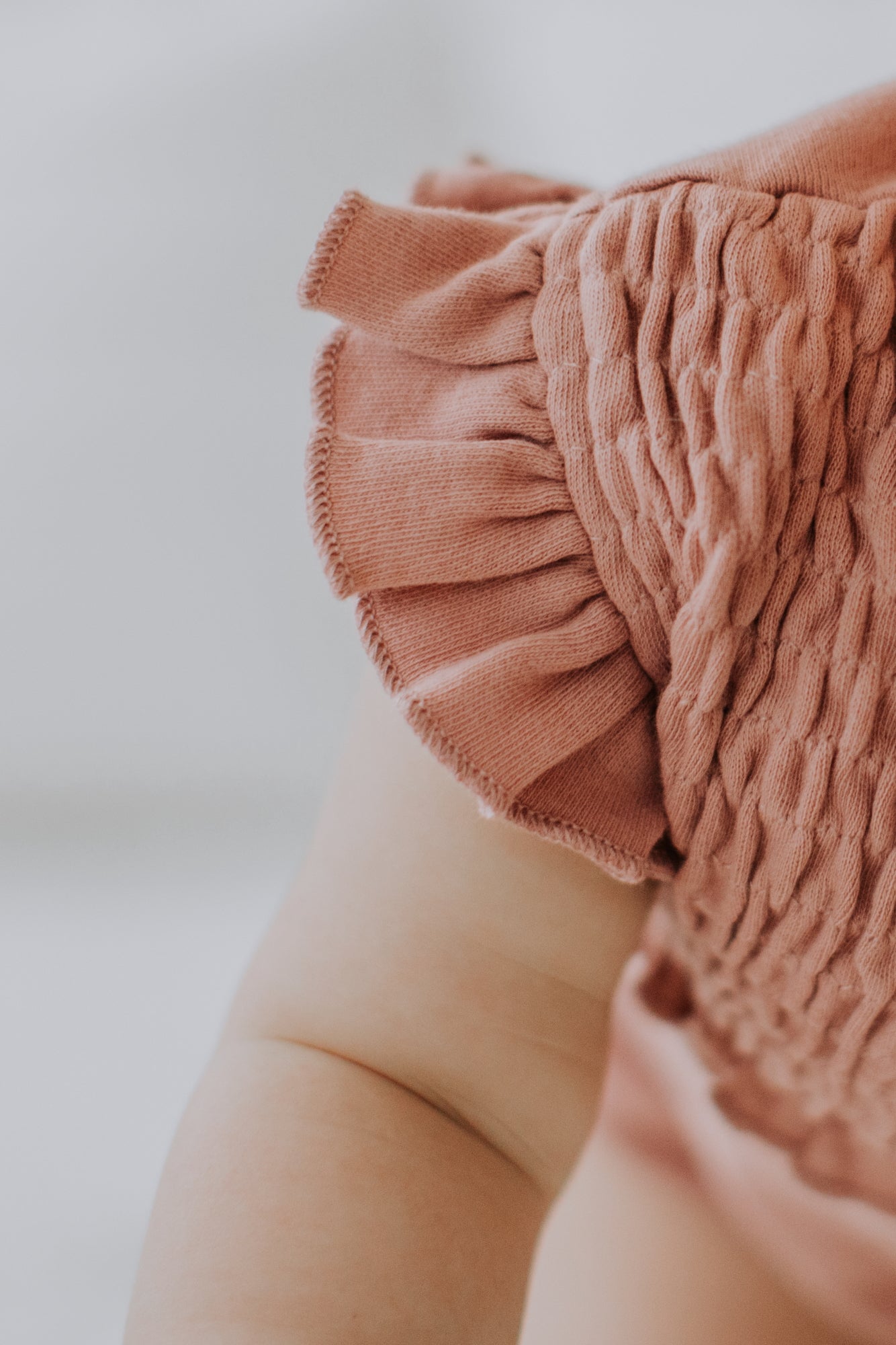 Smocked Short Sleeve Bodysuit - Mauve