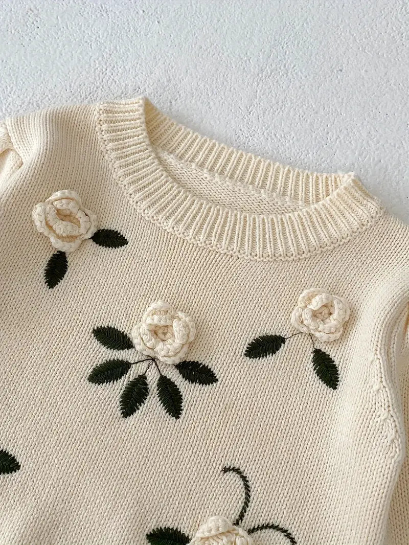 Vintage Floral Embroidered Sweater