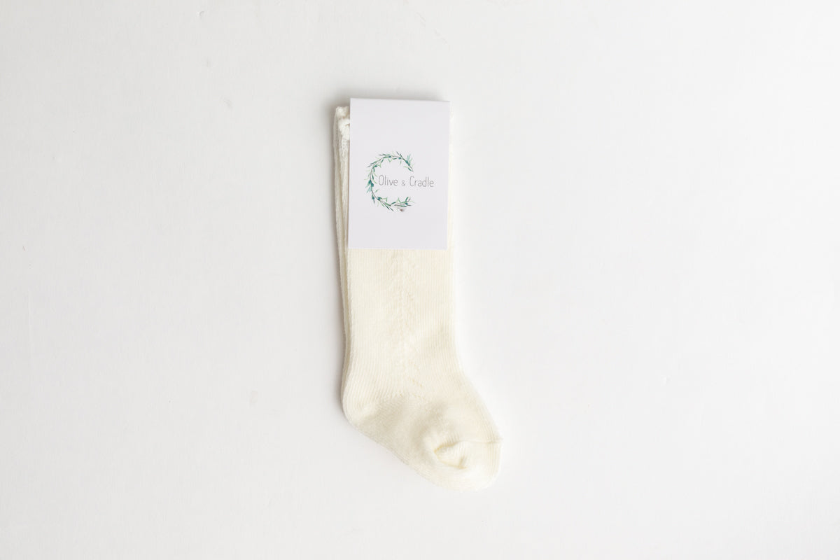 Baby Knee High Socks French Lace | Ivory