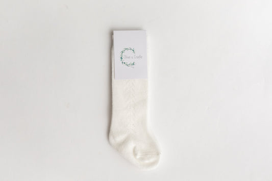 Baby Knee High Socks French Lace | White