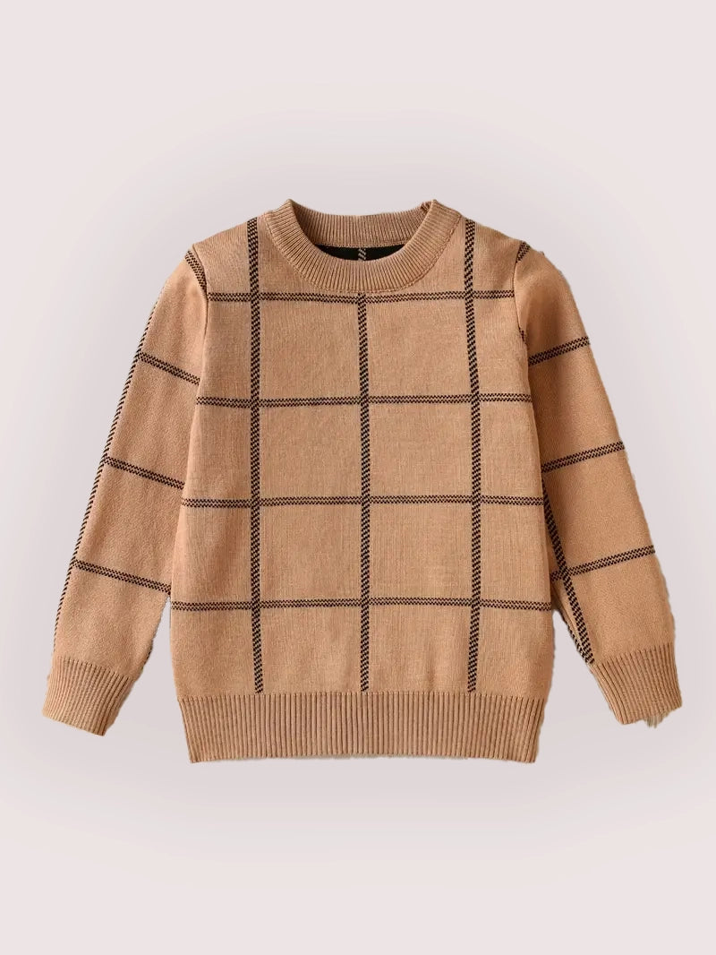 Boys Plaid Knitted Sweater