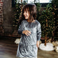 Velour Tiered Dress- Stillwater