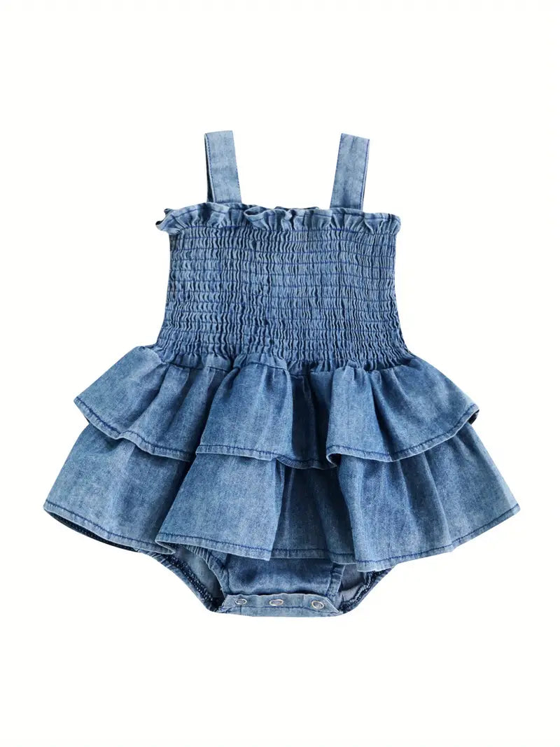 Denim Bubble Skirt Romper