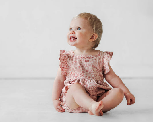 Overall Flutter Romper | Birds and Butterflies