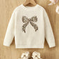 Bow Sequin Knit Sweater | Ivory White