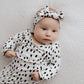 Black & White Poka Dot Knotted Gown & Hat | Newborn