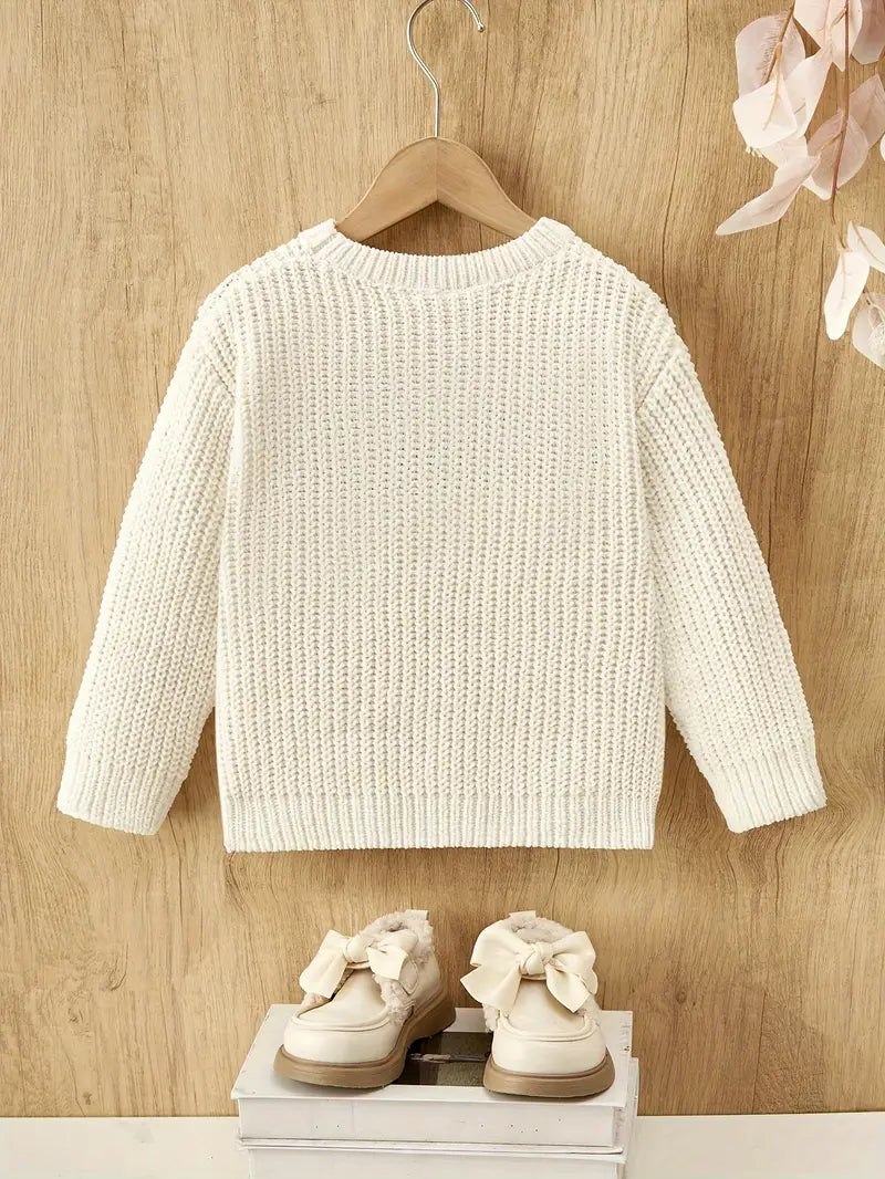 Bow Sequin Knit Sweater | Ivory White