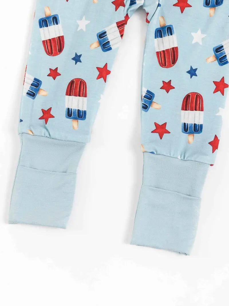 Bamboo Zippered Footie | Popsicles & Stars | 4th of July