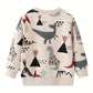 Cozy Dinosaur Print Long Sleeve Sweatshirt