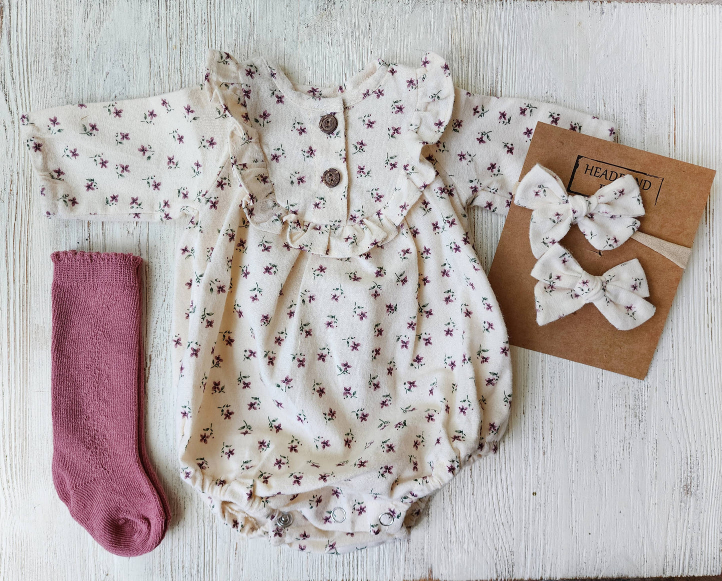 Soft Cotton Bubble Romper Ruffle | Claudia + Bow