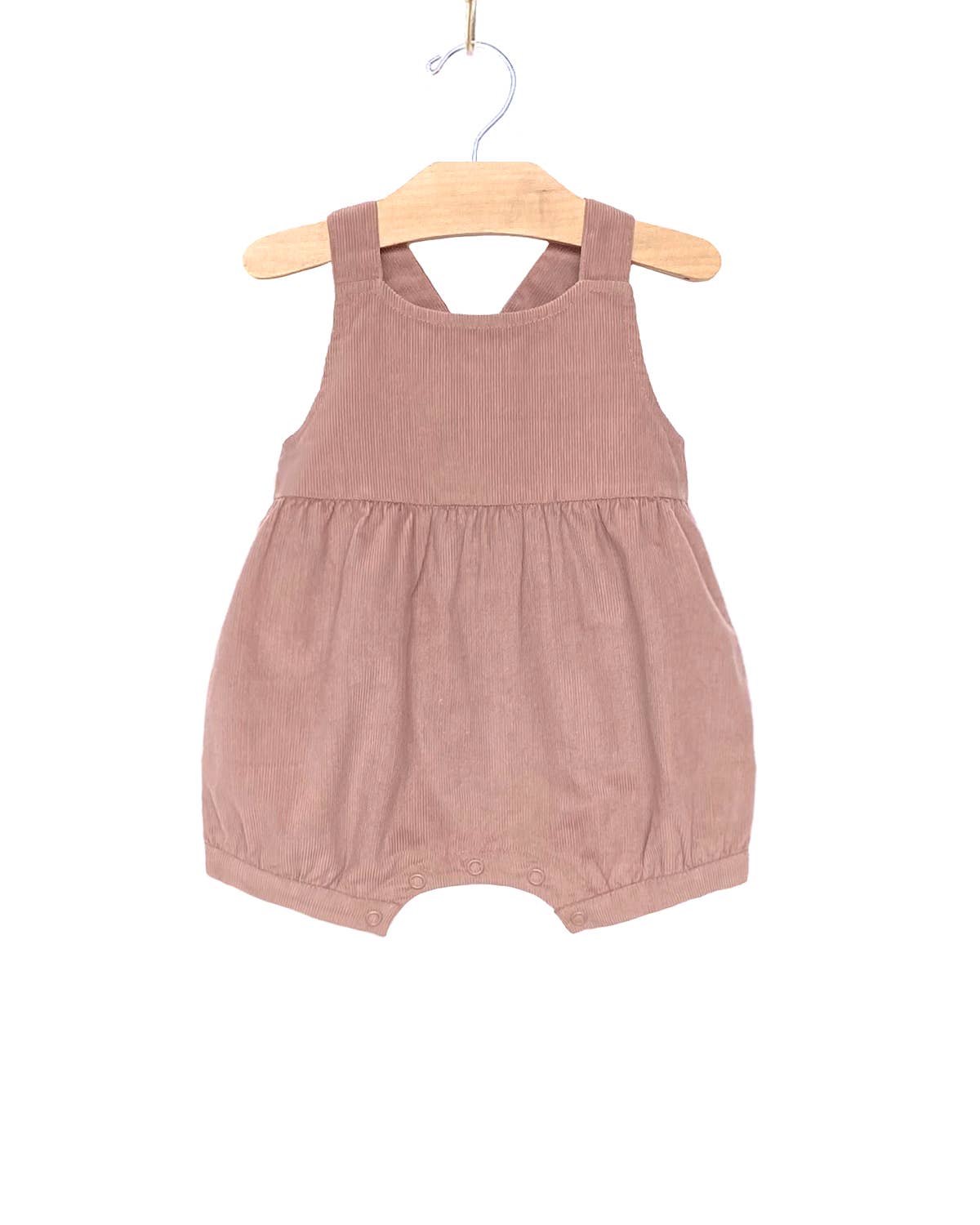 Corduroy Shortie Gathered Romper | Mauve