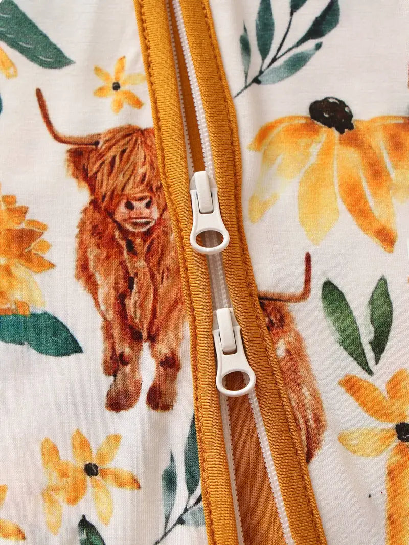 Highland Cows Zippered Footie