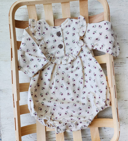 Soft Cotton Bubble Romper Ruffle | Claudia + Bow