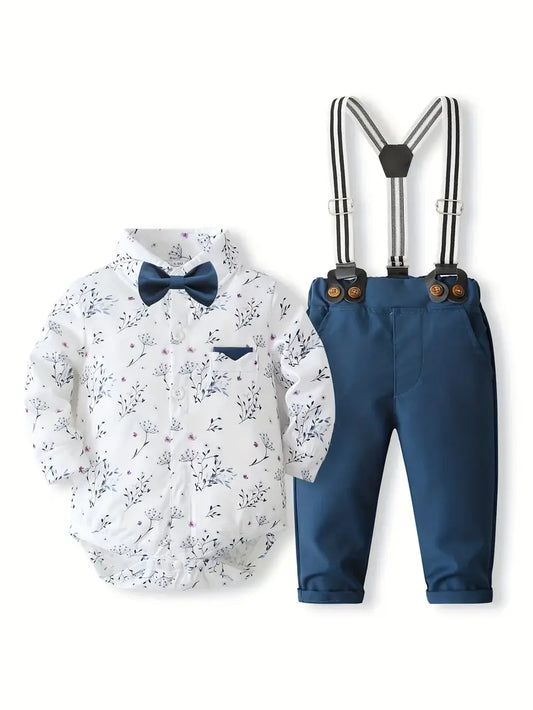 Floral Shirt, Suspender Trouser, Bow Tie Set