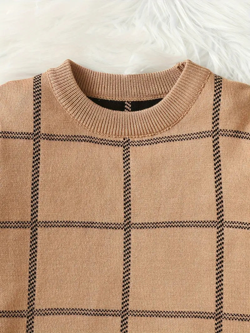 Boys Plaid Knitted Sweater