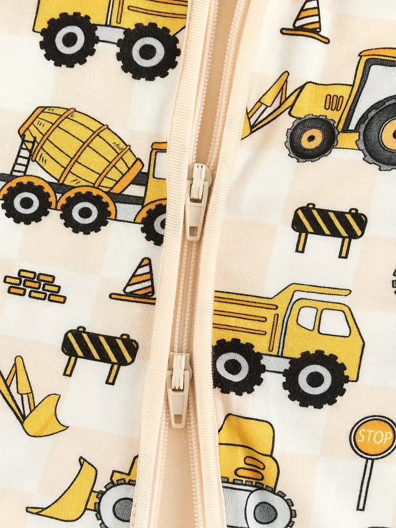 Yellow Excavator Footie Pajamas