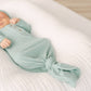 Knotted Baby Gown and Hat Set | Mint