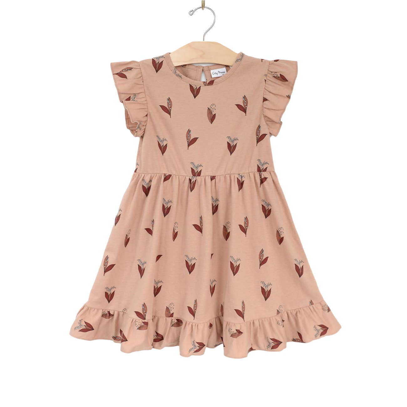 Ruffle Dress- Lily of the Valley- Peach