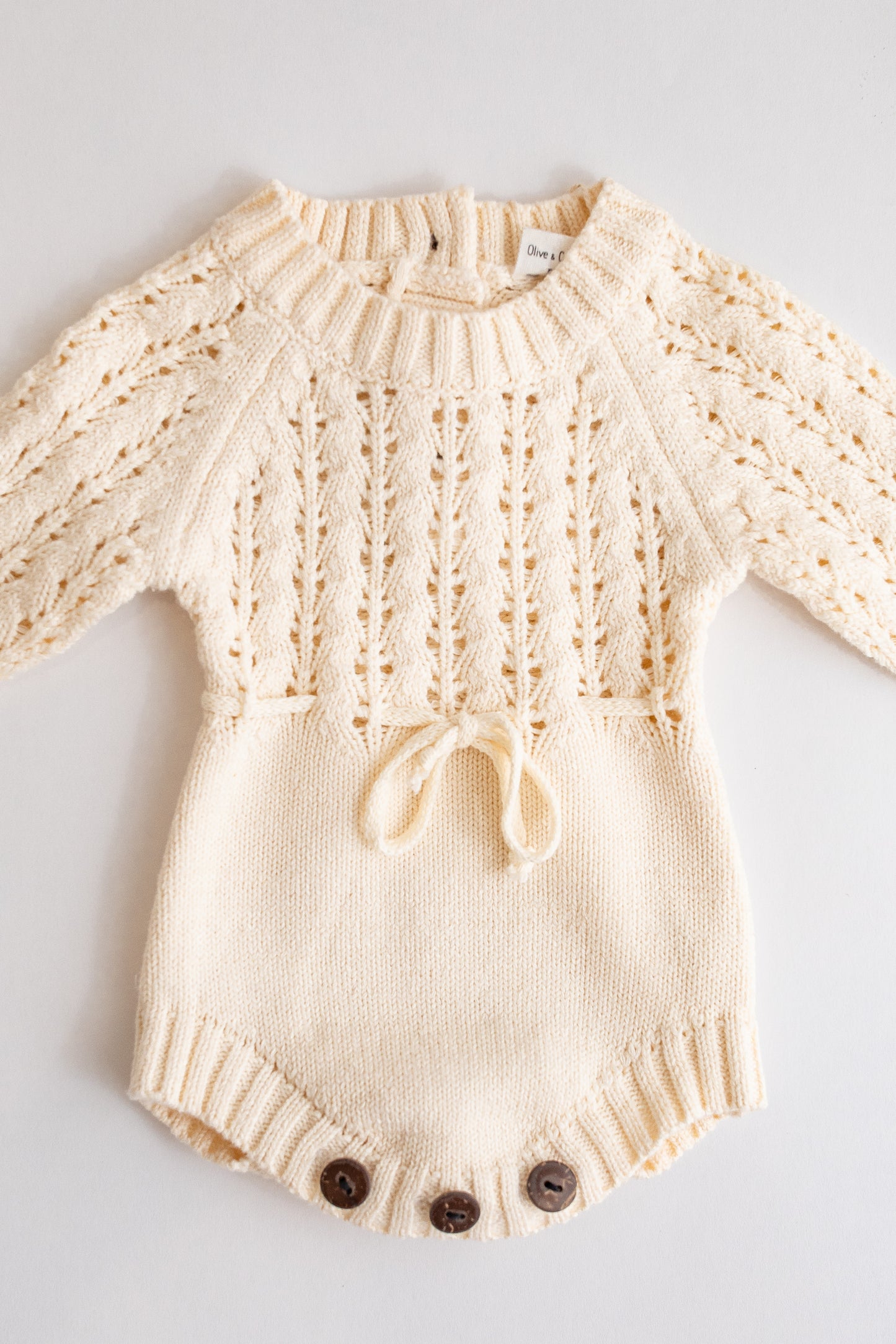 Zoya Cotton Sweater Romper | Cream