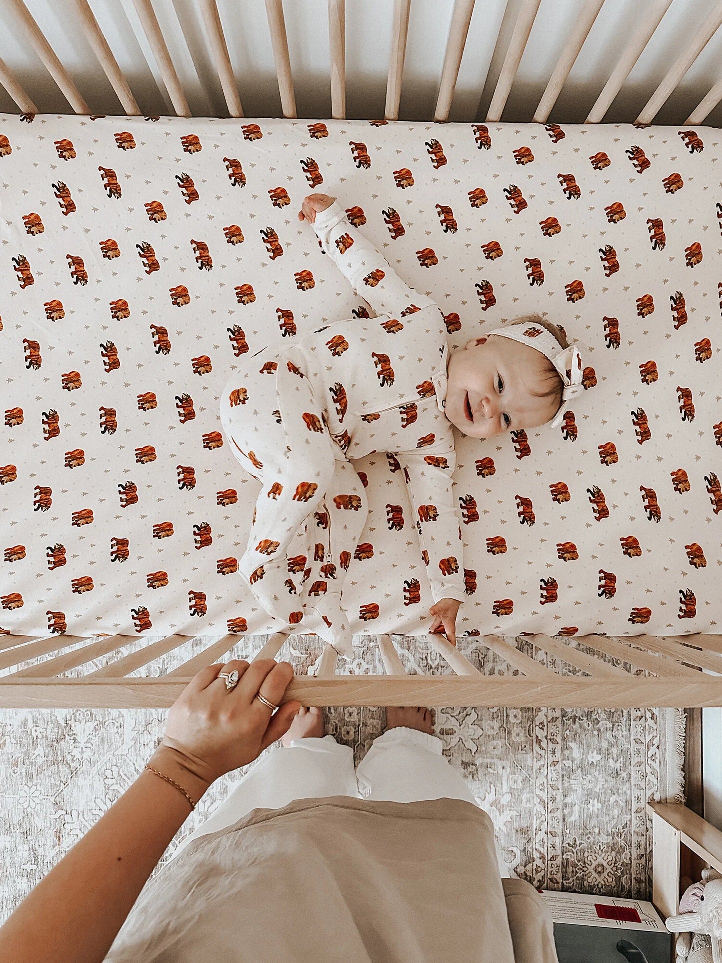 Organic Crib Sheets in Brown Bear