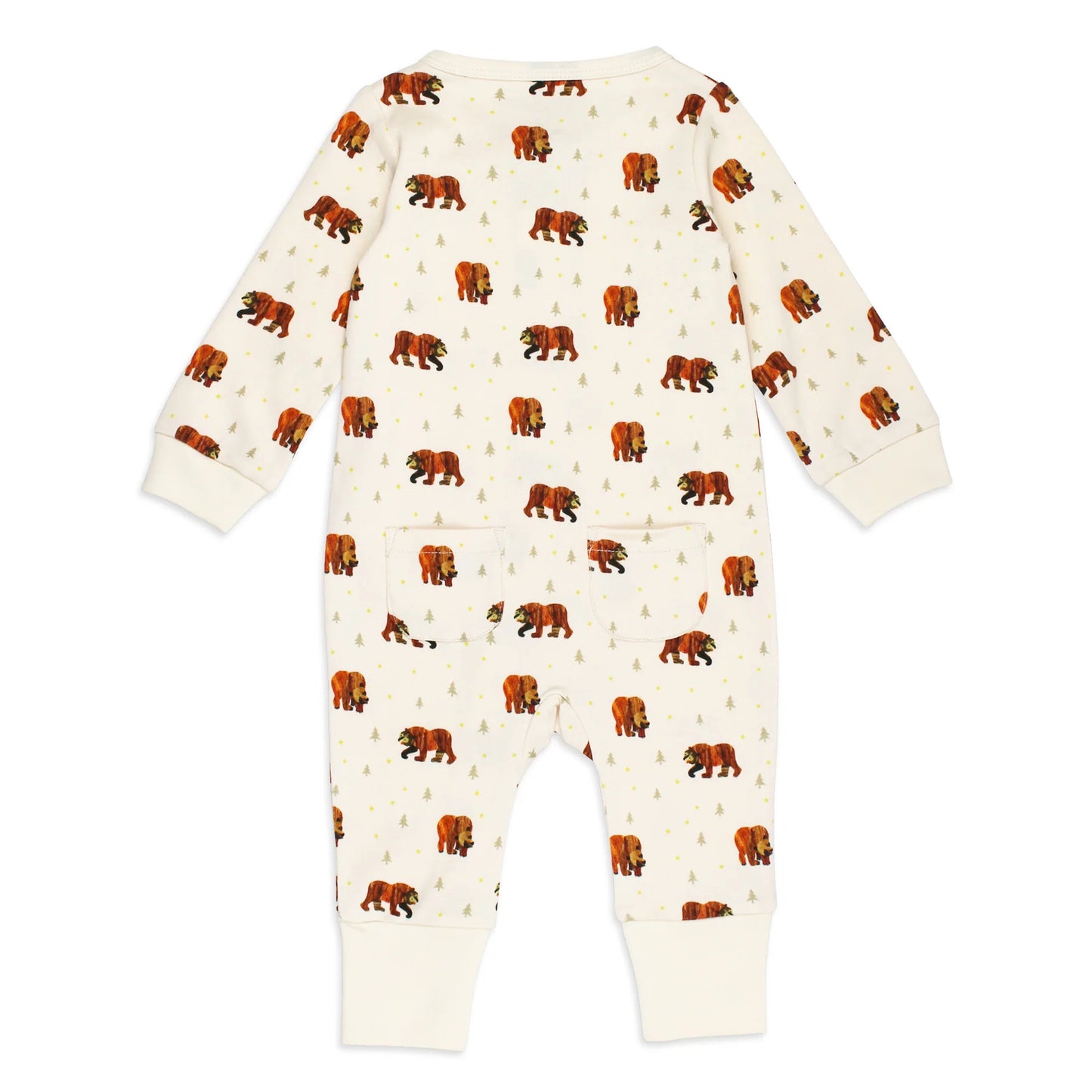 Organic Footless 2-Way Zipper Romper in Brown Bear