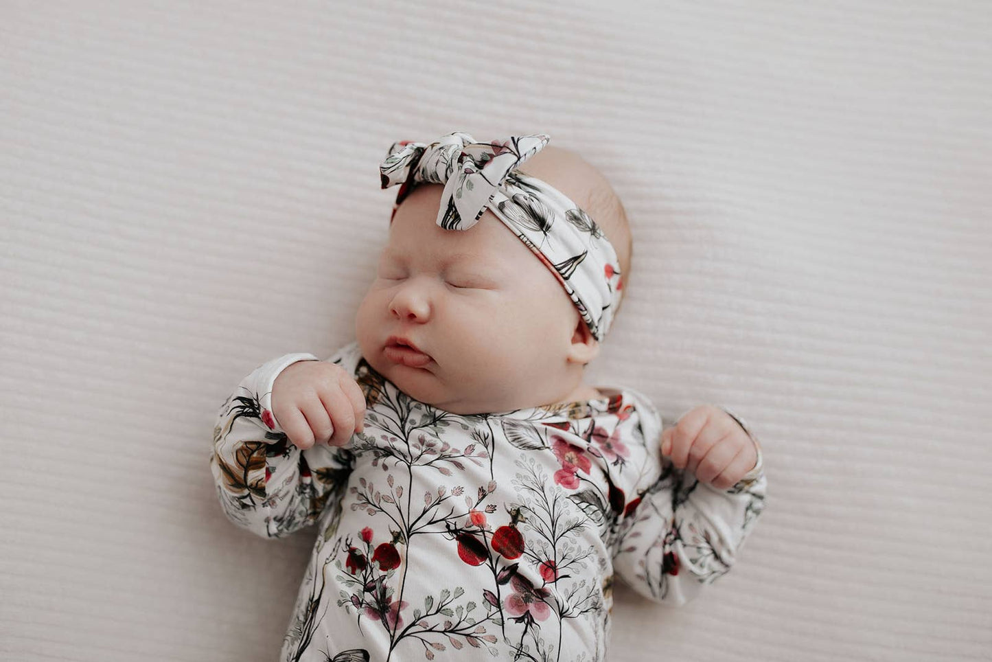 Floral Flower Knotted Gown & Hat | Newborn