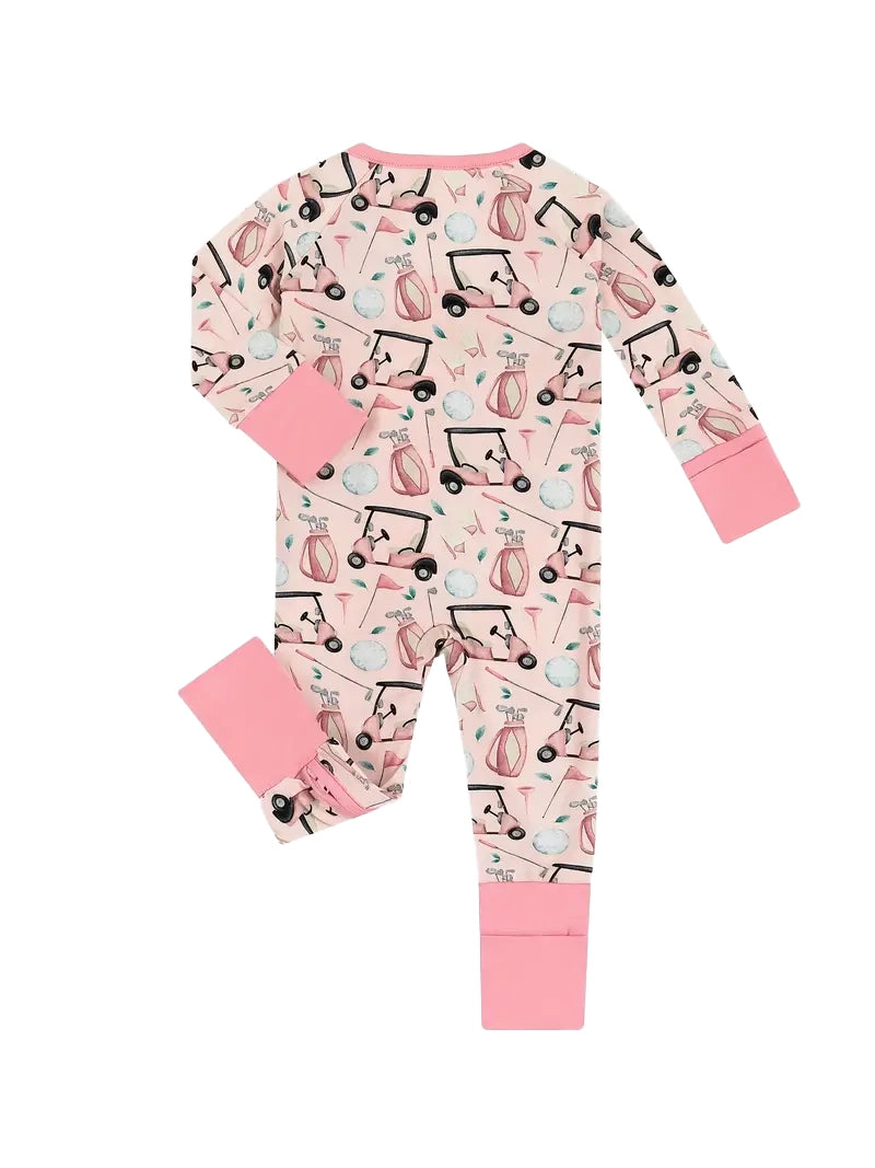 Girls Caddie Golf Zippered Footie | Pink