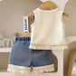 Girls Fringe Top and Denim Short Set
