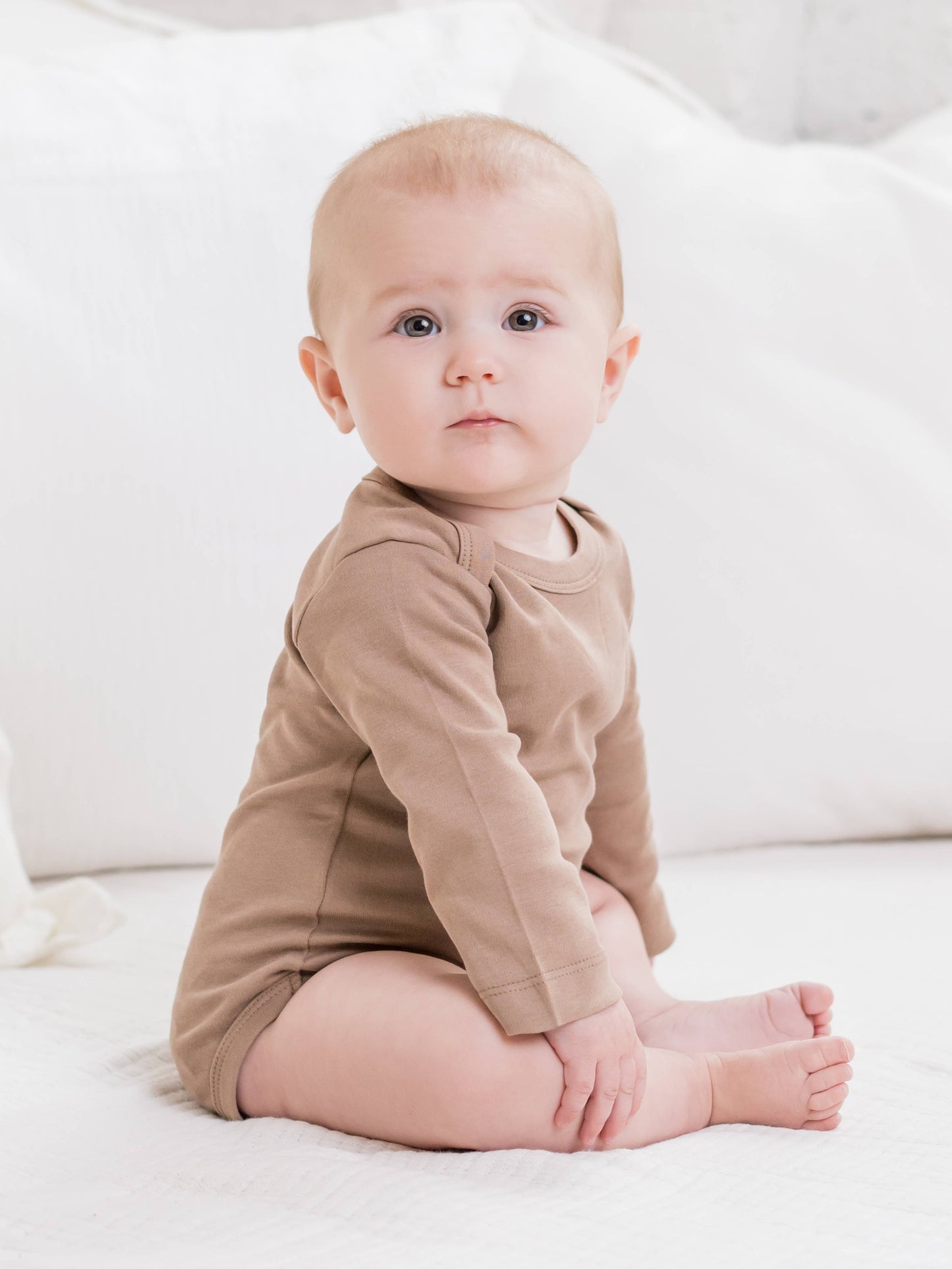 Organic Baby Long Sleeve Classic Bodysuit - Truffle