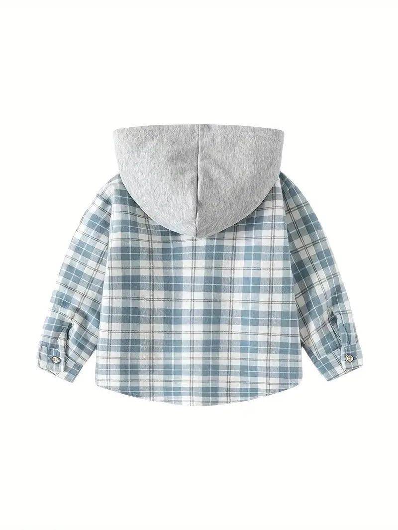 Cotton Plaid Hooded Shirt