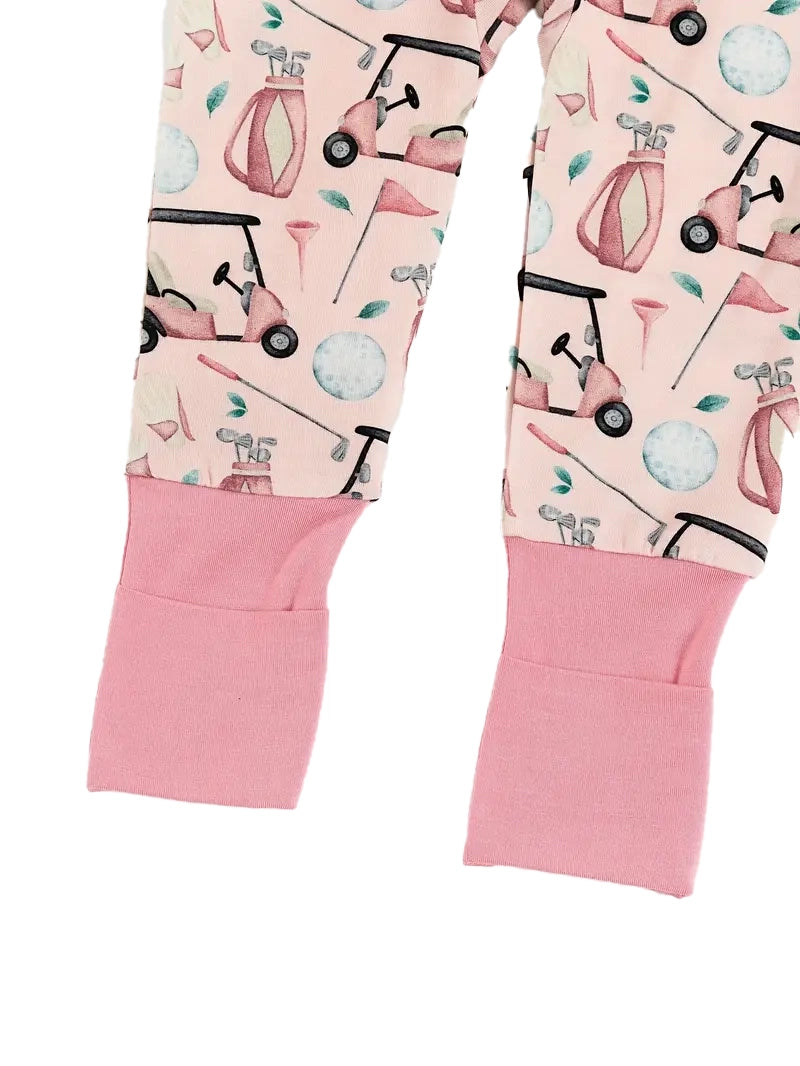 Girls Caddie Golf Zippered Footie | Pink