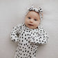 Black & White Poka Dot Knotted Gown & Hat | Newborn