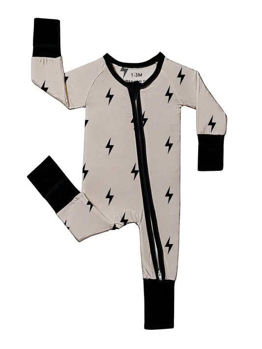 Lightning Bolt Bamboo Pajamas | Grey