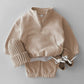 Half-Zip Sweatshirt + Pants Set | Beige