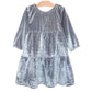 Velour Tiered Dress- Stillwater