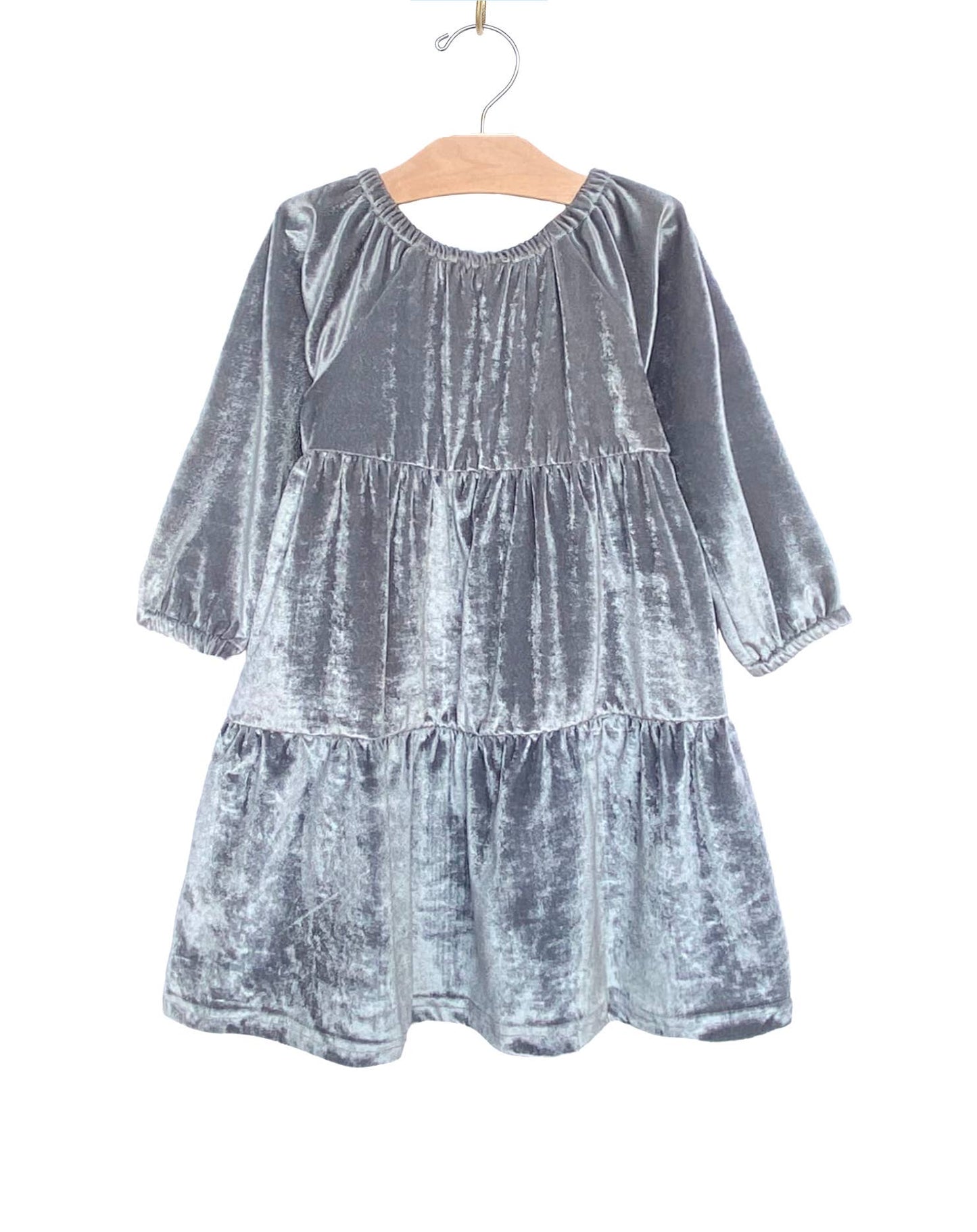 Velour Tiered Dress- Stillwater