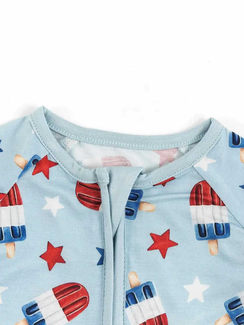 Bamboo Zippered Footie | Popsicles & Stars | 4th of July