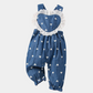Heart Pattern Lace Denim Overalls