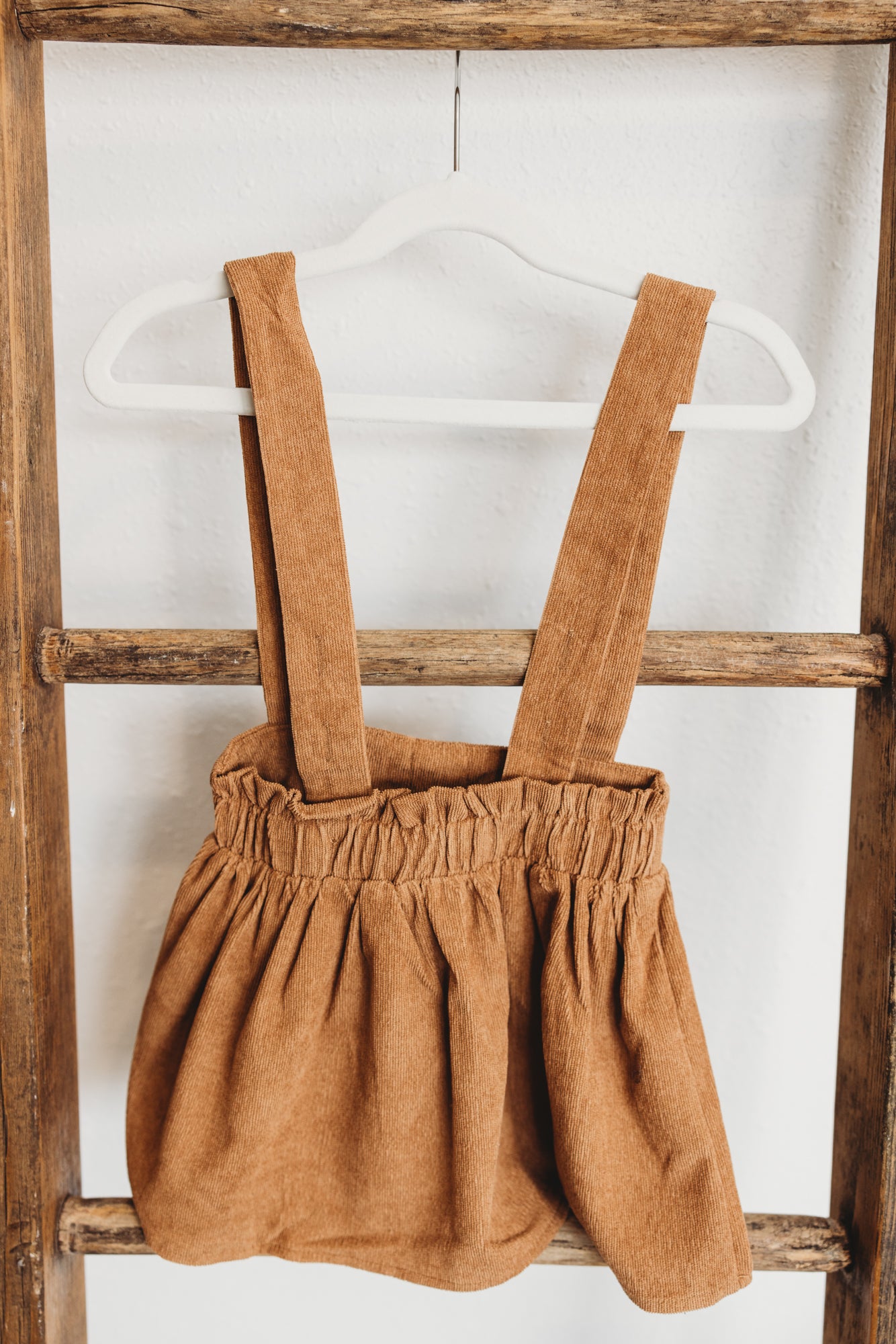Fallon Corduroy Suspender Skirt - Praline