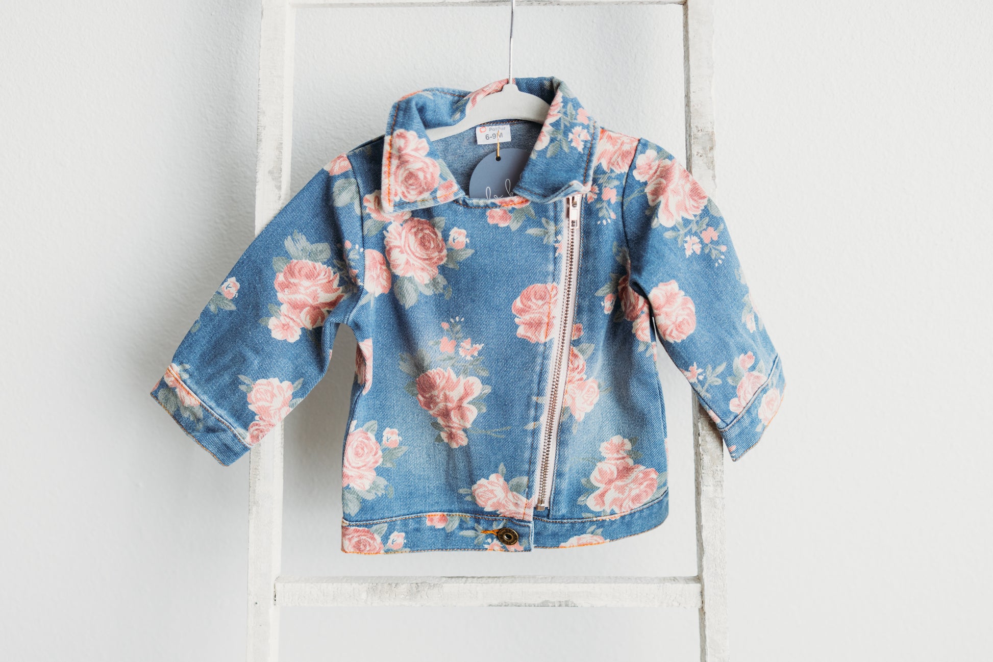 Printed denim jacket - Denim blue/Floral - Ladies