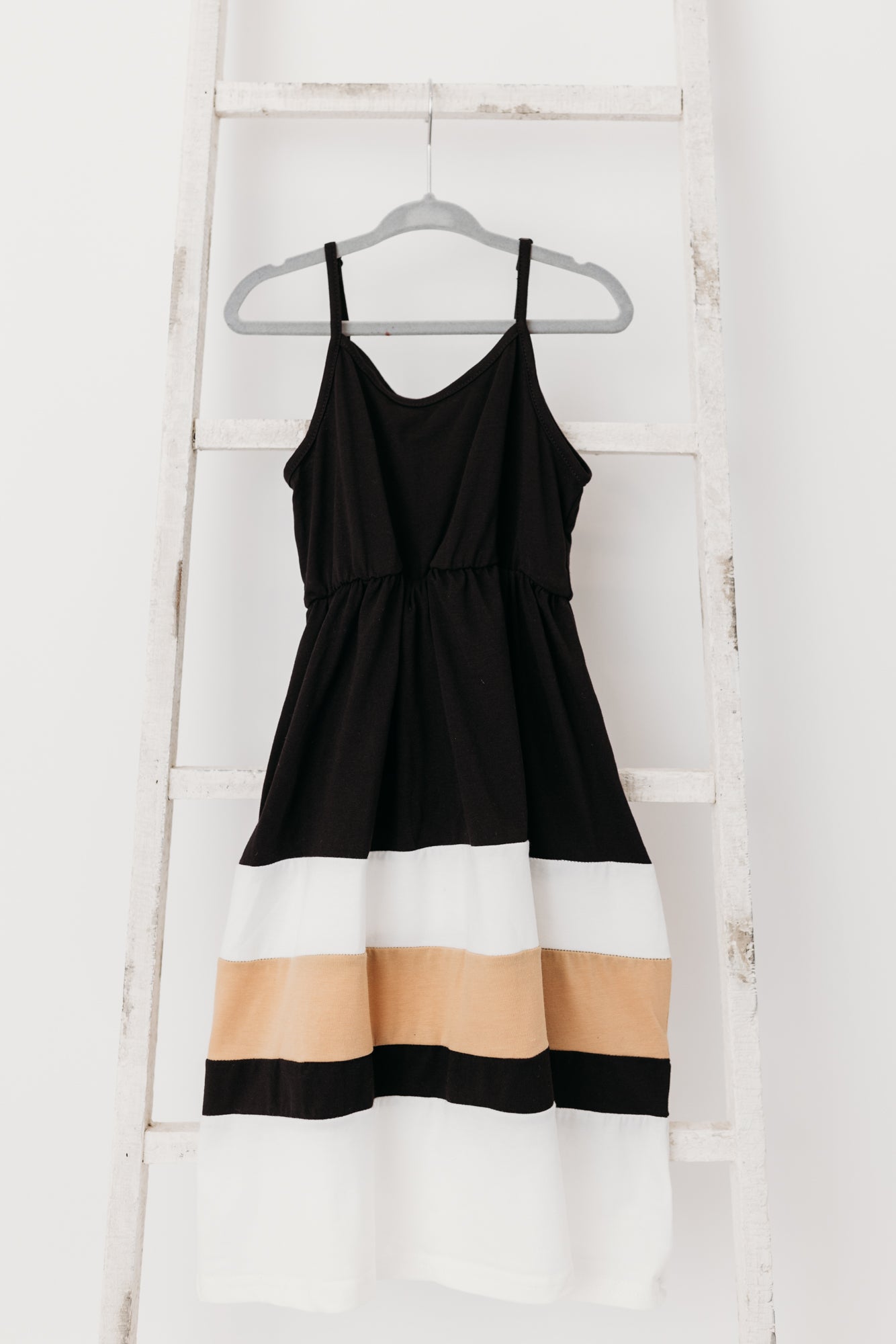 Black Twirl Dress Stripe Detail
