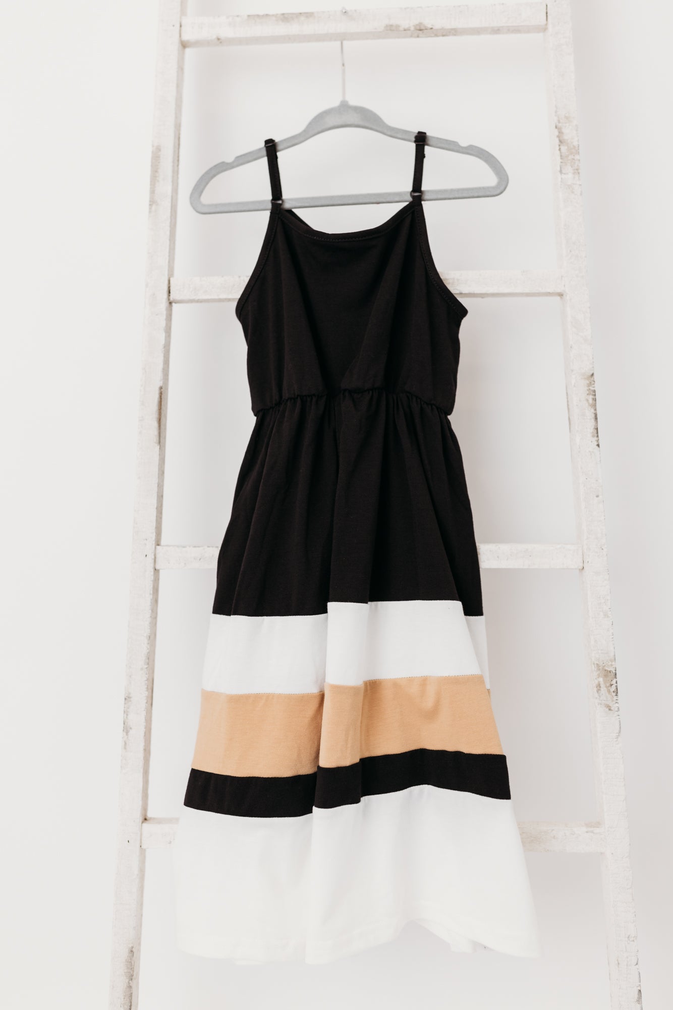 Black Twirl Dress Stripe Detail