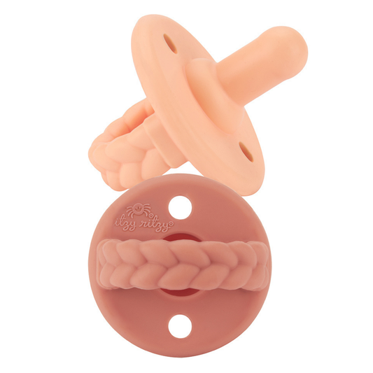 Sweetie Soother™ Pacifier Set (2-pack) | Apricot + Terracotta Braids