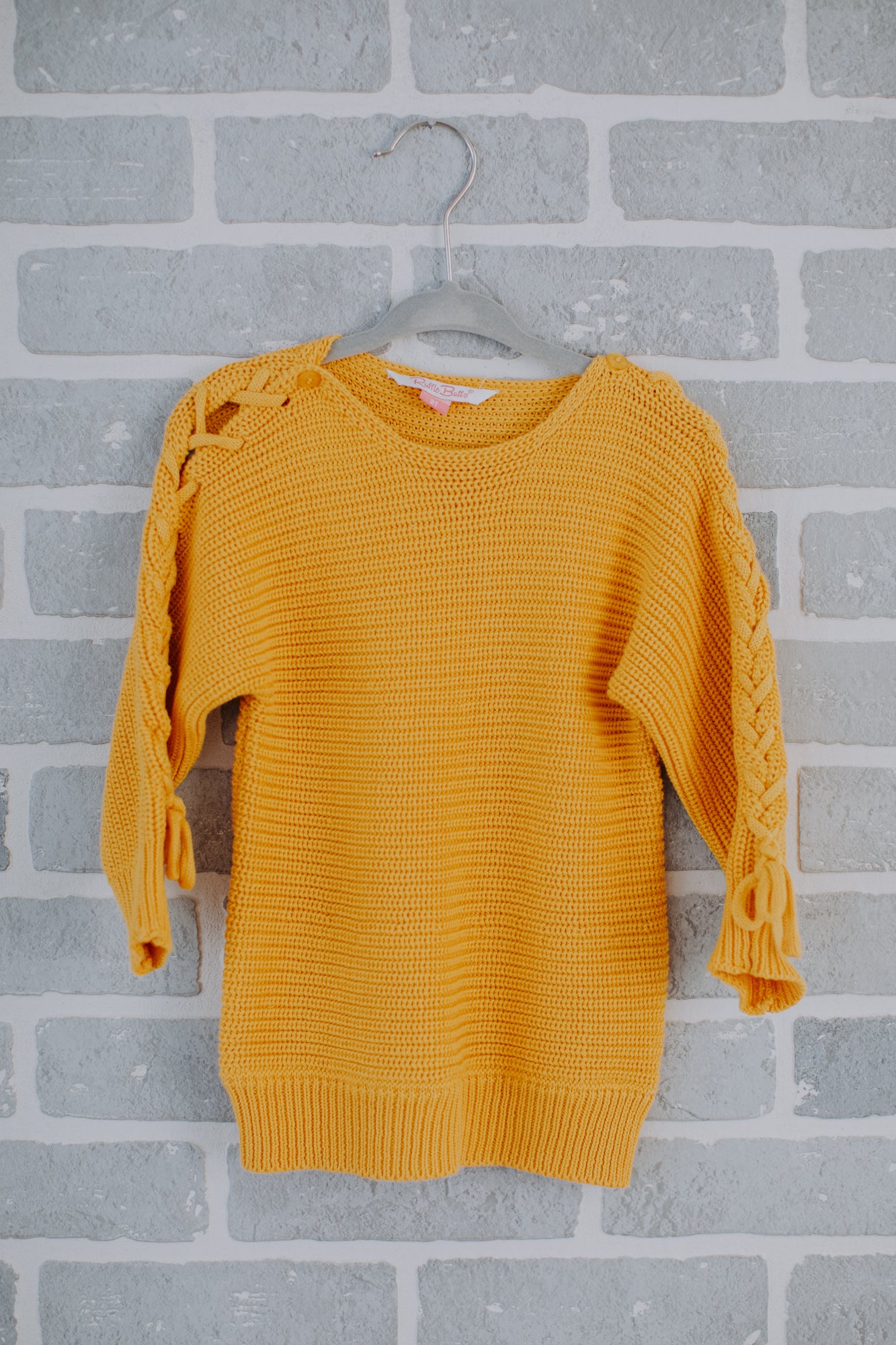 Golden Yellow Lace-Up Sweater Tunic