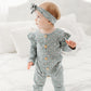 Tiny Olivine Floral Long Sleeve Romper and Headband Set